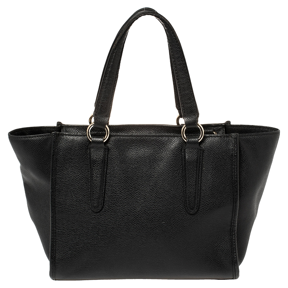 Coach Black Textured Leather Crosby Tote
