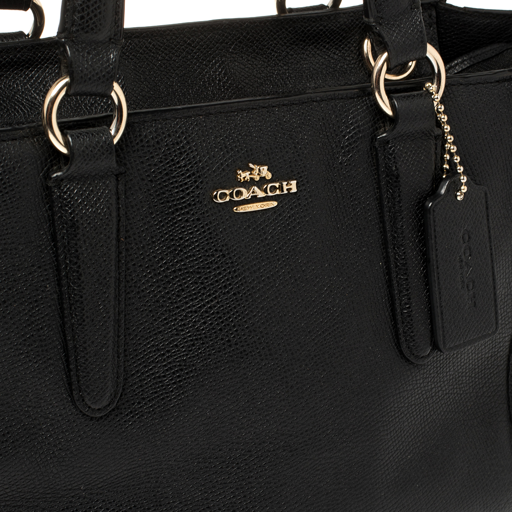 Coach Black Textured Leather Crosby Tote