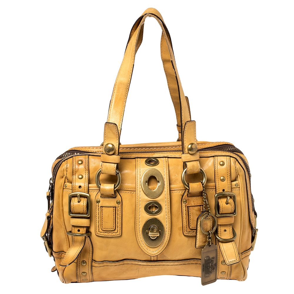 Coach Mustard Leather Legacy Lily Satchel