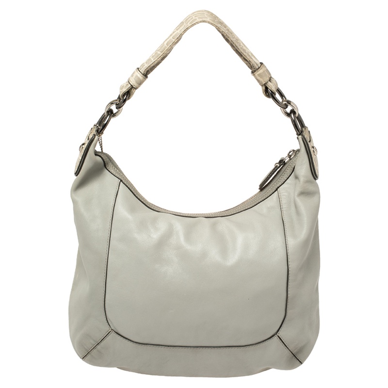 Coach Grey Python And Croc Embossed And Leather Kristin Hobo