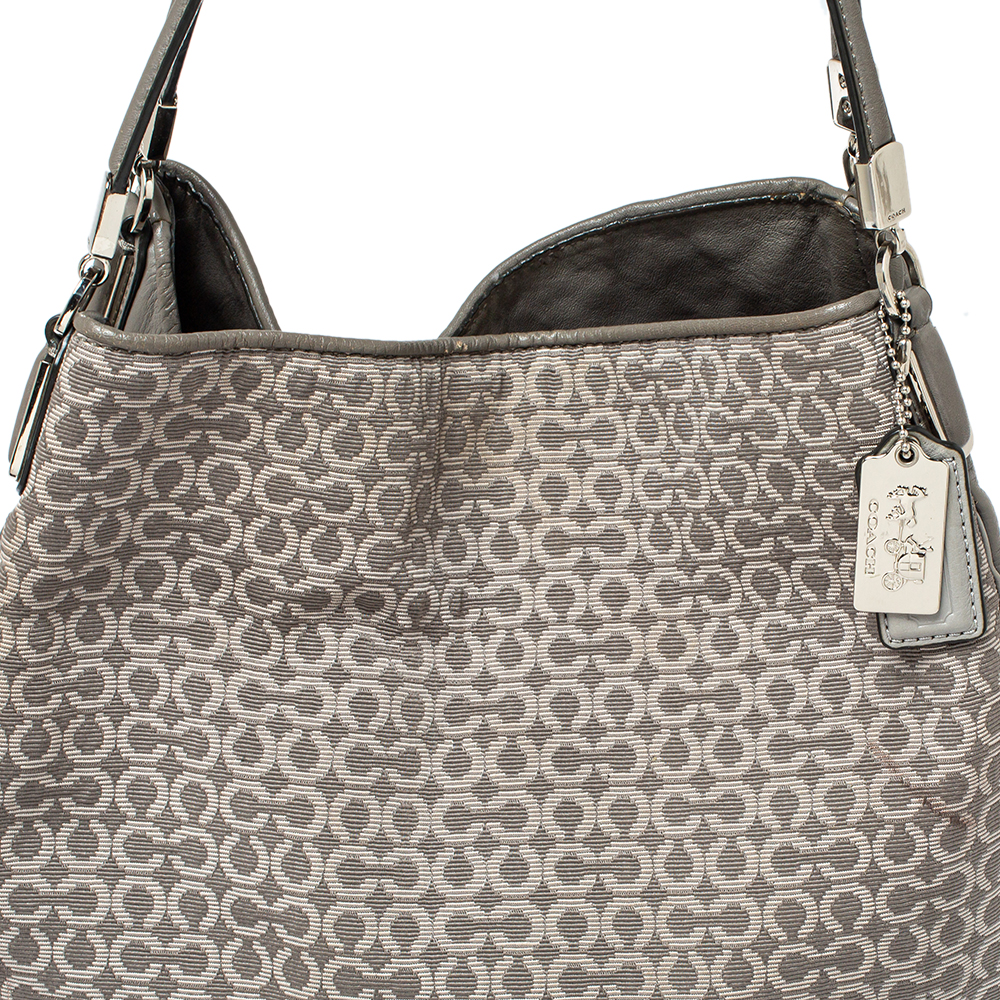 Coach Grey Signature Canvas And Leather Edie 31 Shoulder Bag