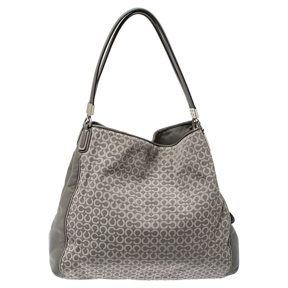 Coach Grey Signature Canvas And Leather Edie 31 Shoulder Bag
