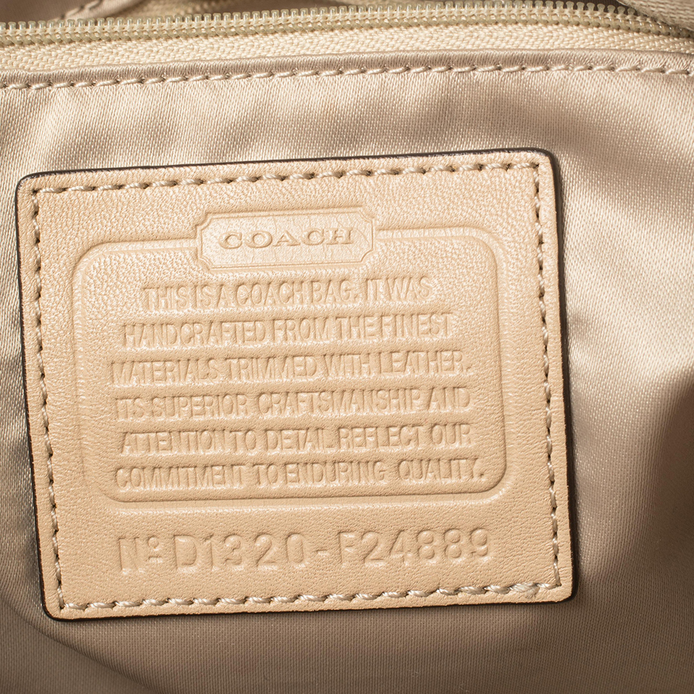 Coach Beige Signature Canvas And Python Embossed Leather Ashley Tote