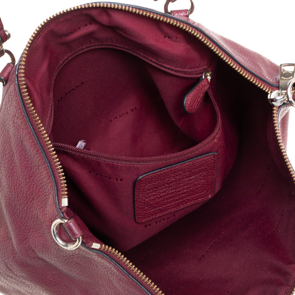 Coach Wine Red Pebbled Leather Prairie Satchel