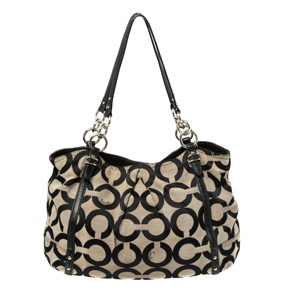 Coach Black Op Art Canvas and Leather Alexandre Hobo