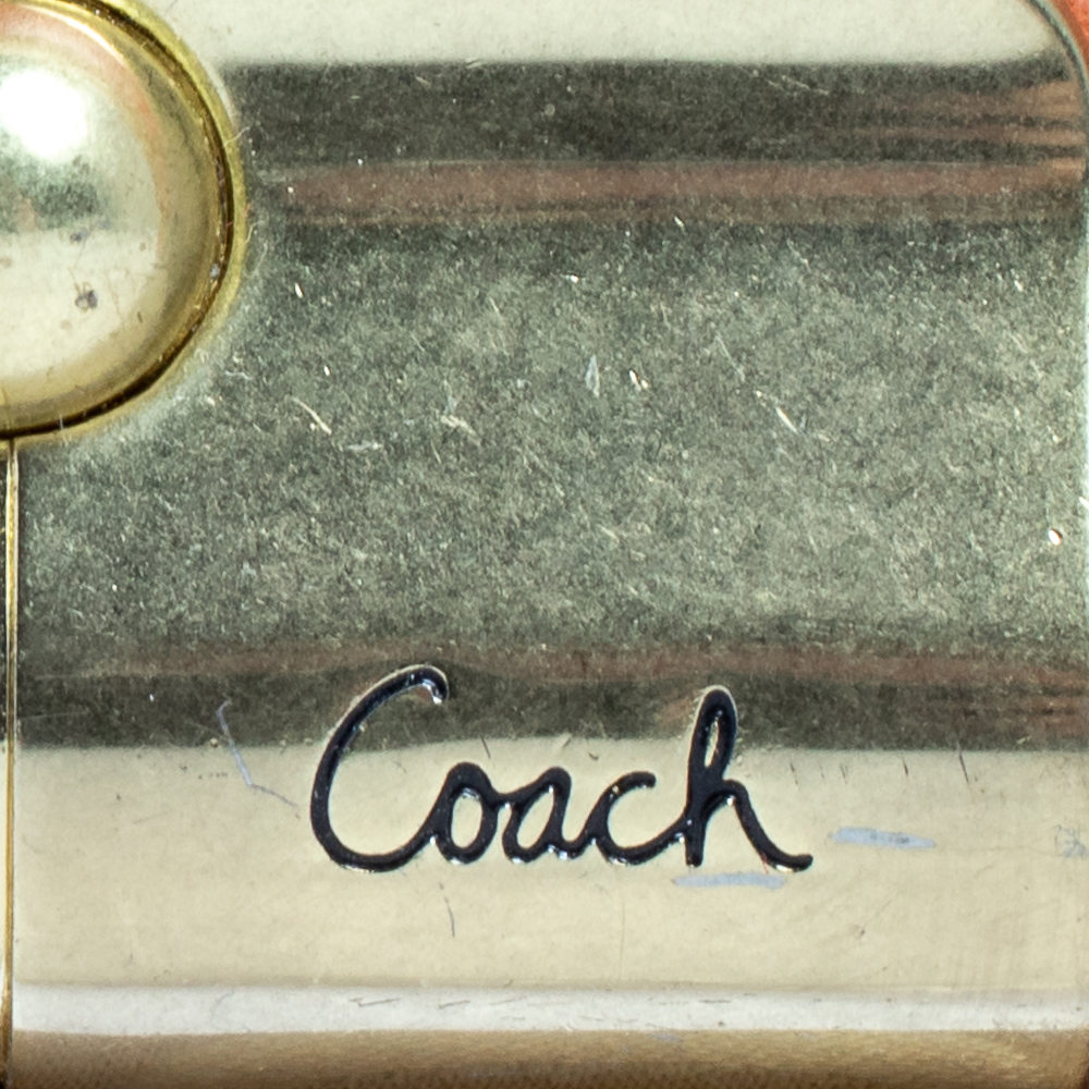 Coach Beige/Orange Signature Canvas And Leather Wristlet Clutch