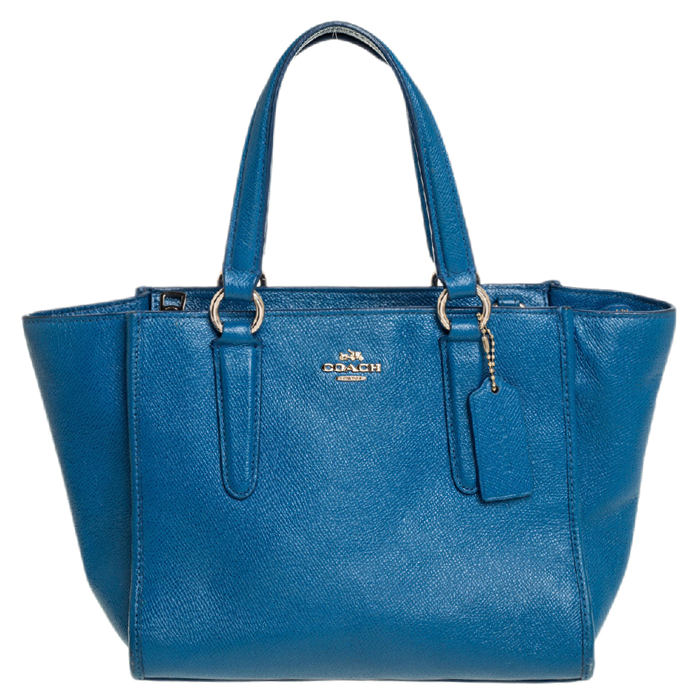 Coach Blue Textured Leather Crosby Tote