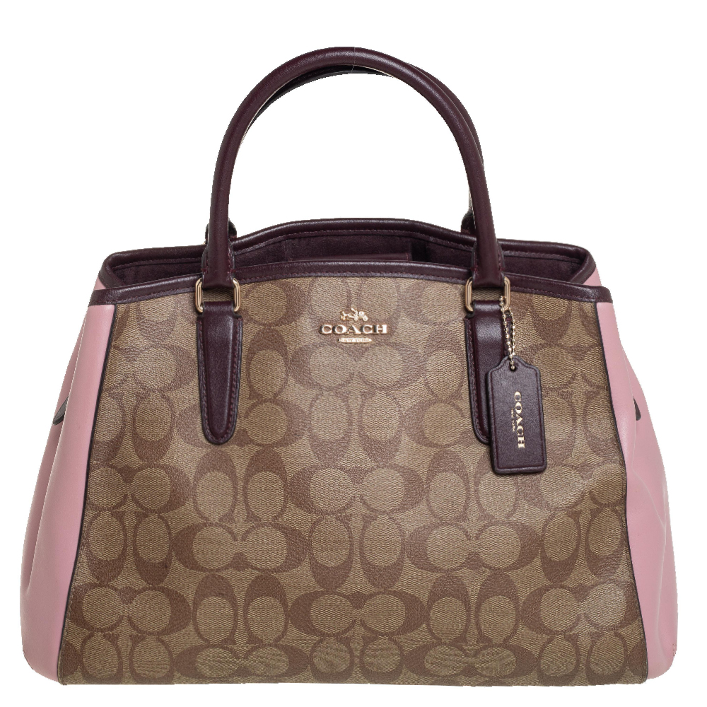 Coach Multicolor Signature Coated Canvas and Leather Sage Carryall Satchel