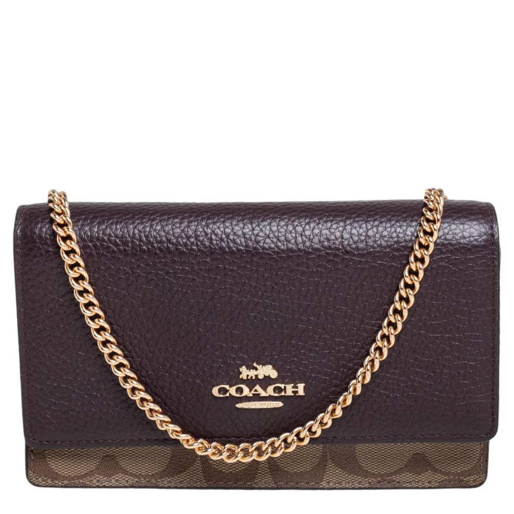 Coach Multicolor Signature Leather, Coated Canvas and Python Effect Leather Chain Belt Bag