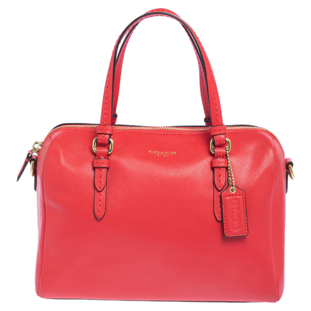 Coach Red Leather Boston Bag