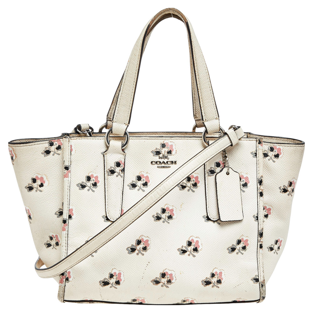Coach Cream Floral Printed Leather Crosby Tote