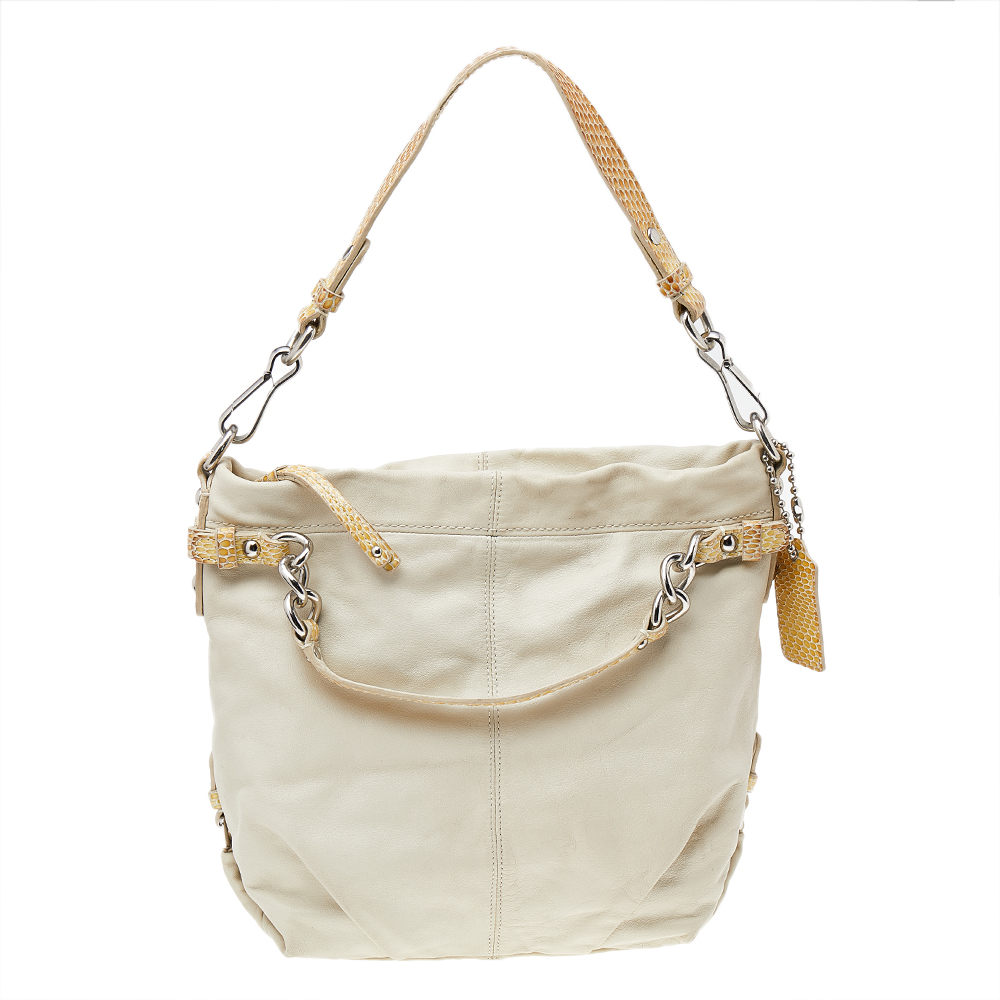 Coach Beige Leather Shoulder Bag