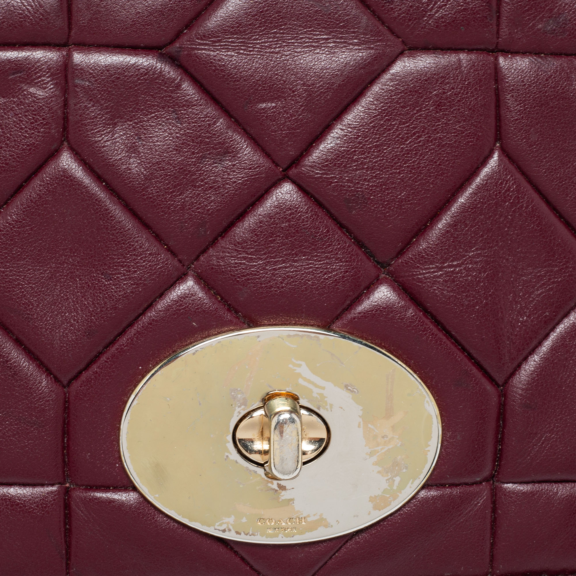 Coach Burgundy Quilted Leather Crosstown Crossbody Bag