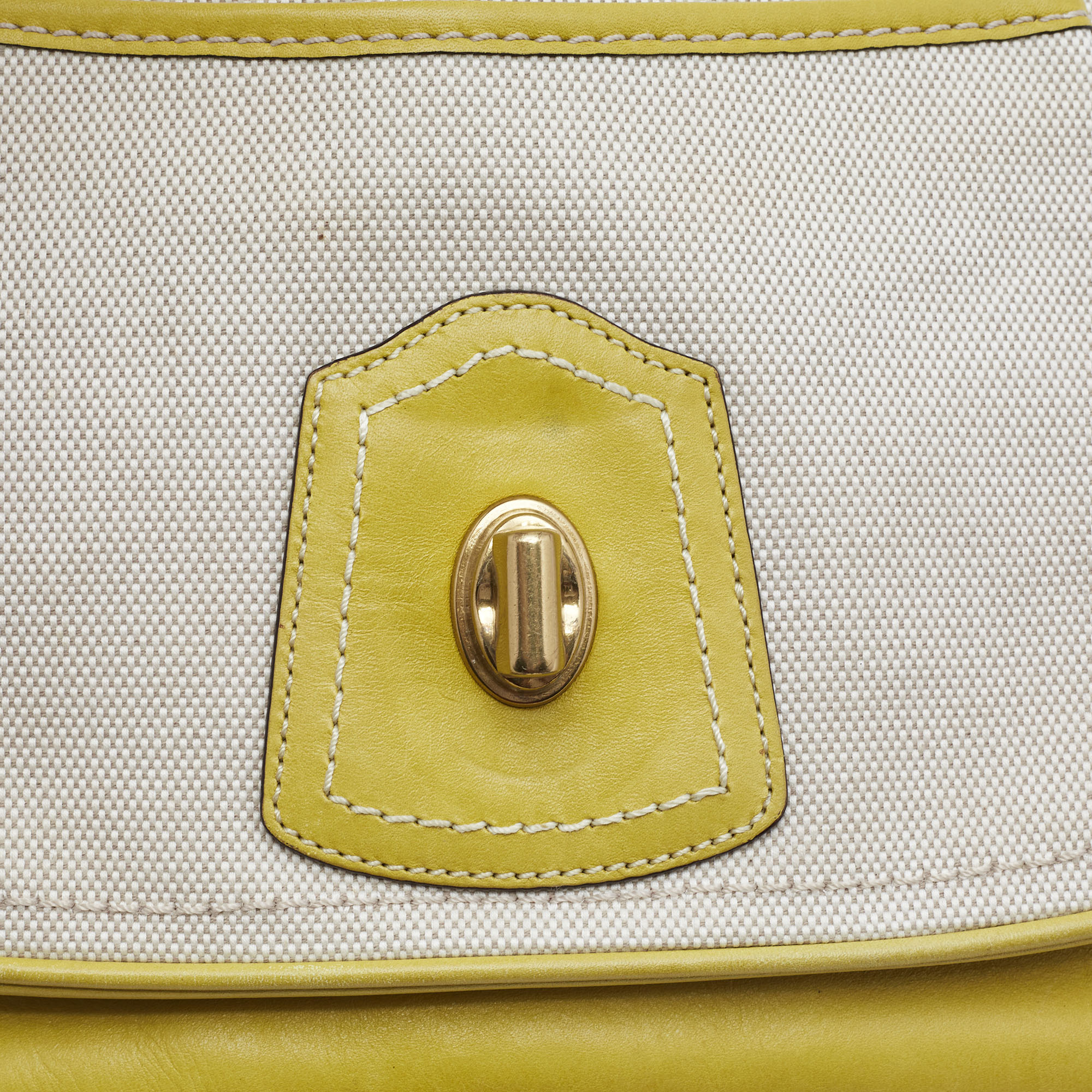 Coach Lime/Cream Canvas And Leather Legacy Ali Hobo