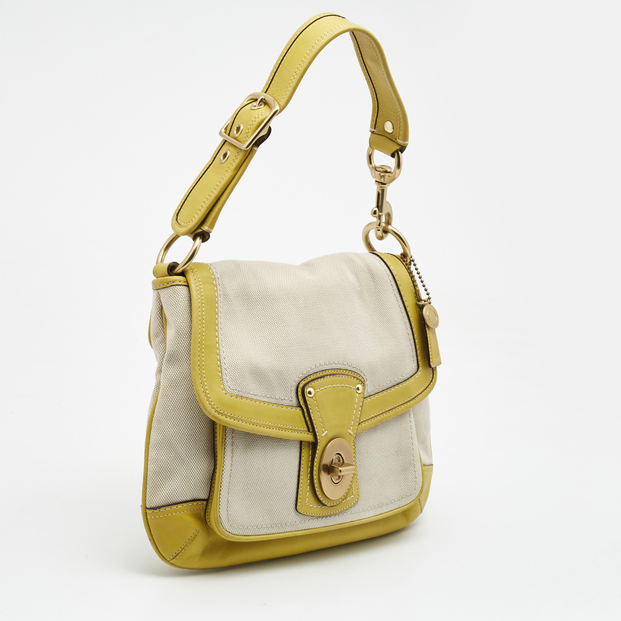 Coach Lime/Cream Canvas And Leather Legacy Ali Hobo