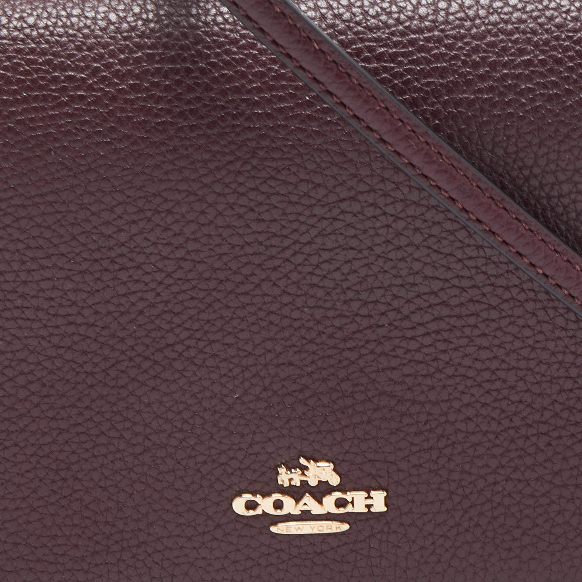 Coach Burgundy Leather Anna Foldover Clutch Bag