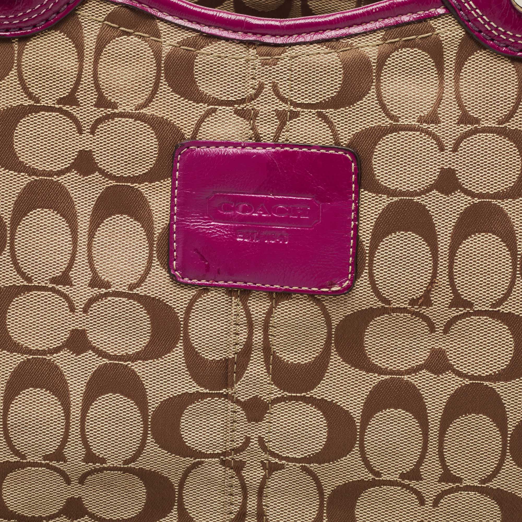 Coach Beige/Pink Signature Canvas And Leather Tote