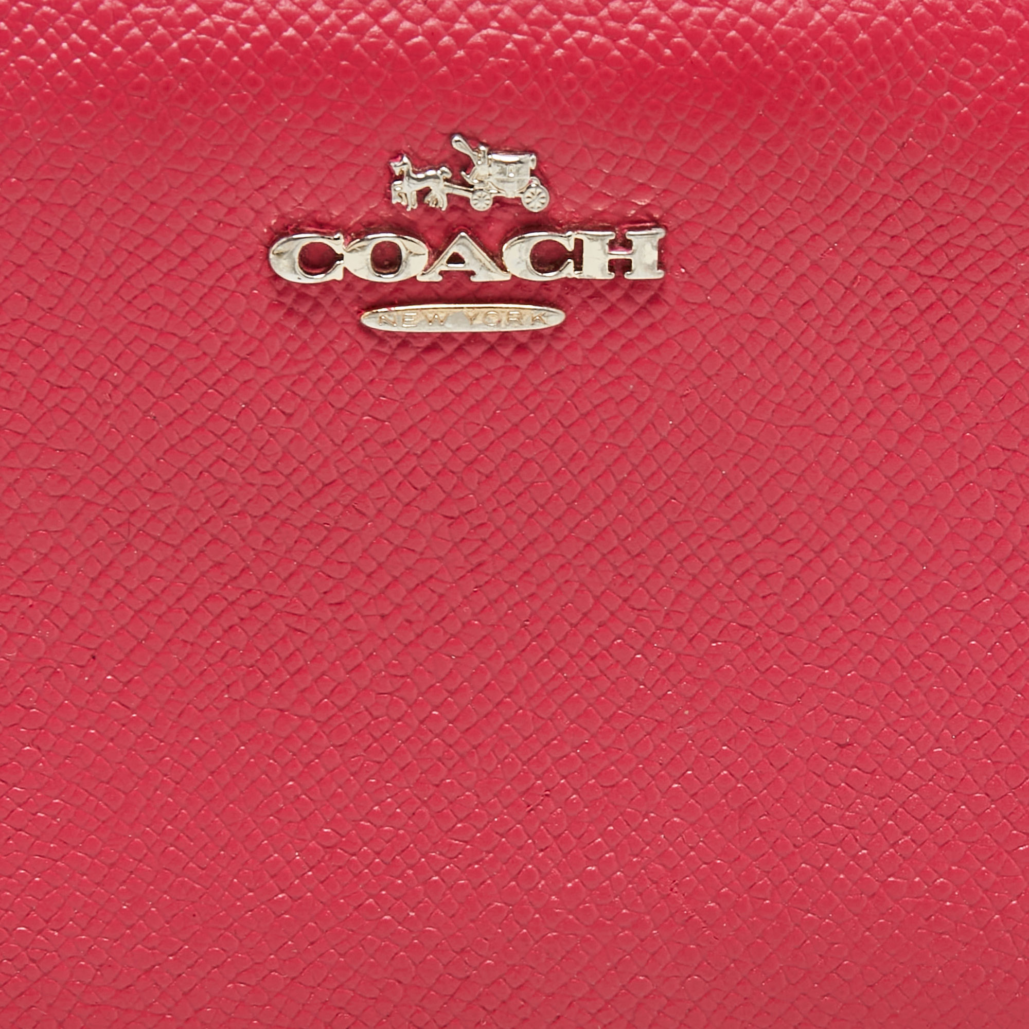 Coach Fuchsia Leather Zip Around Continental Wallet