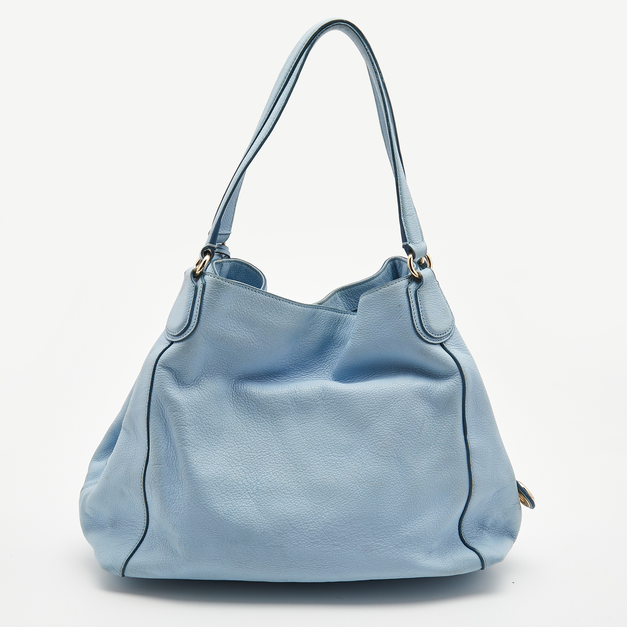 Coach Light Blue Leather Embossed Carriage Edie Shoulder Bag