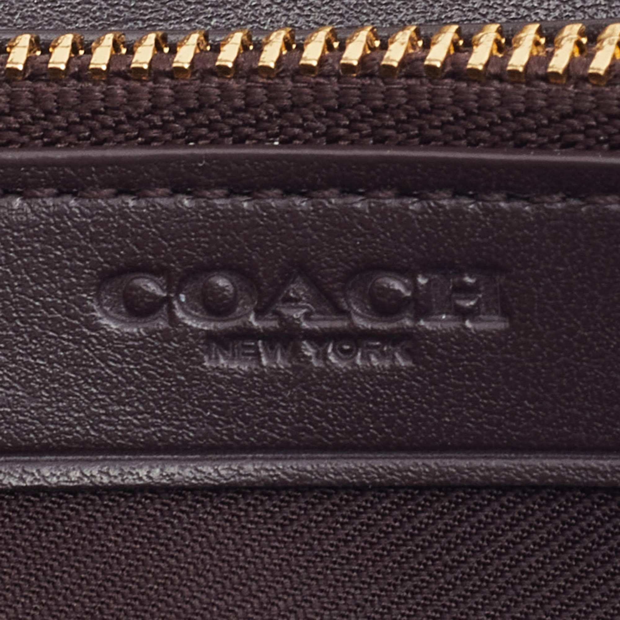 Coach Beige/Black Signature Coated Canvas And Leather Accordion Zip Around Wallet