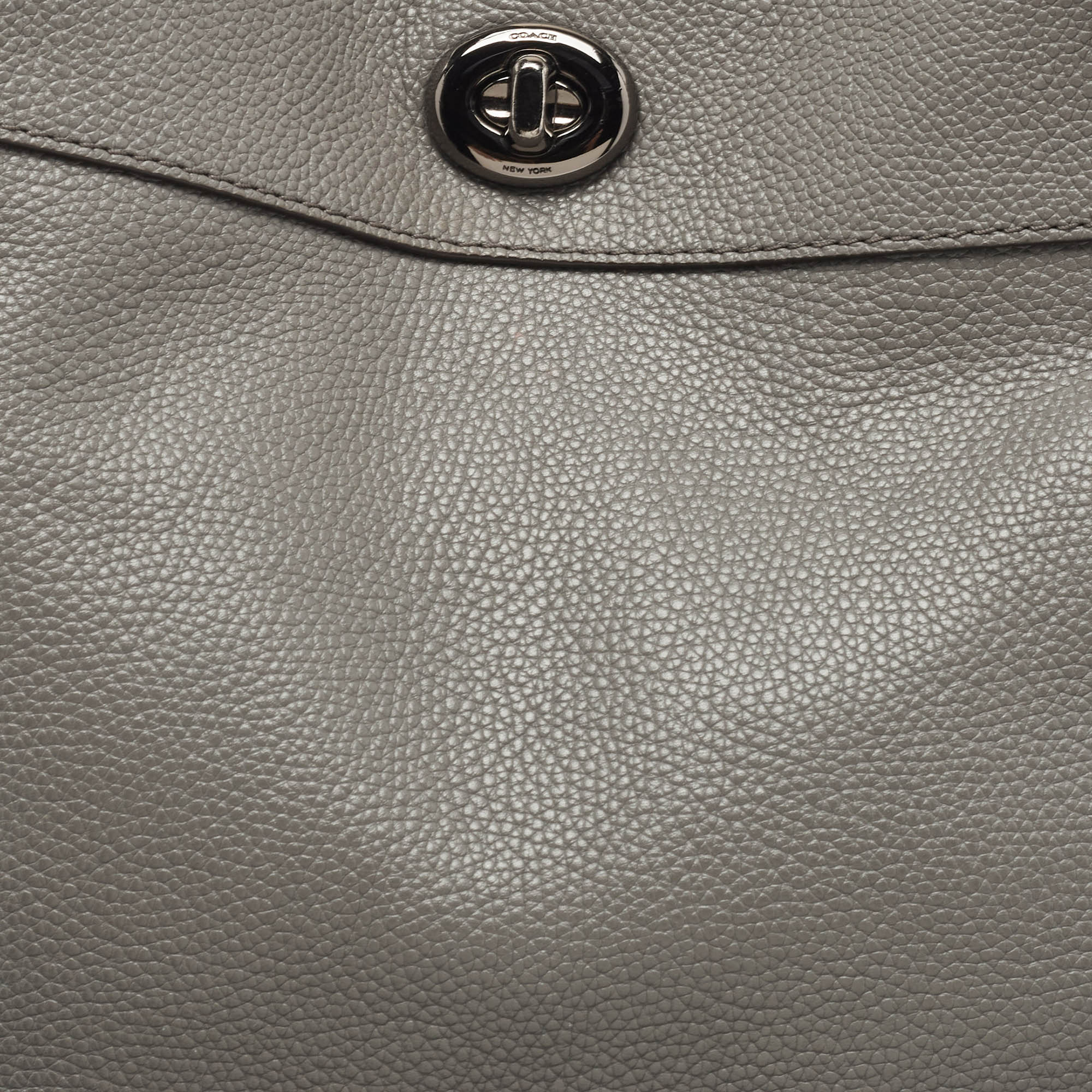 Coach Grey Leather Turnlock Edie Shoulder Bag