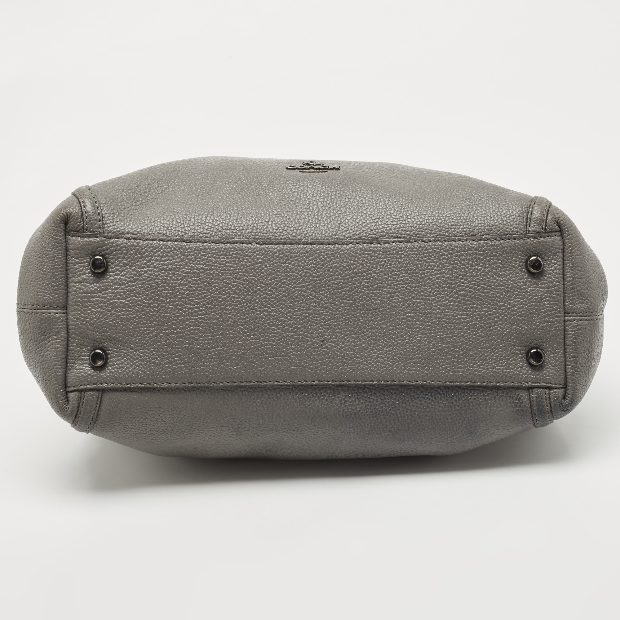 Coach Grey Leather Turnlock Edie Shoulder Bag