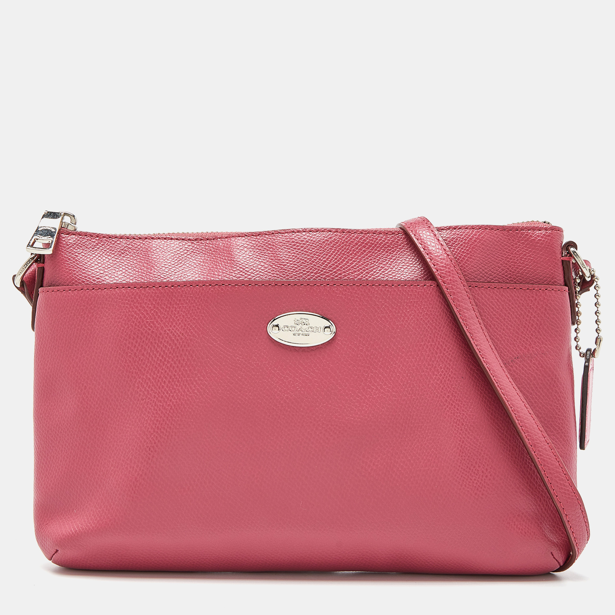 Coach Pink Leather Pop Up Pouch Crossbody Bag