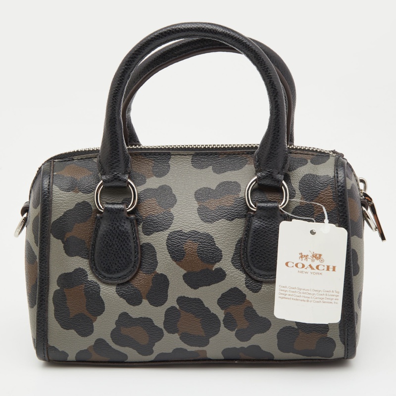 Coach Multicolor Leopard Print Coated Canvas And Leather Baby Bennett Bag