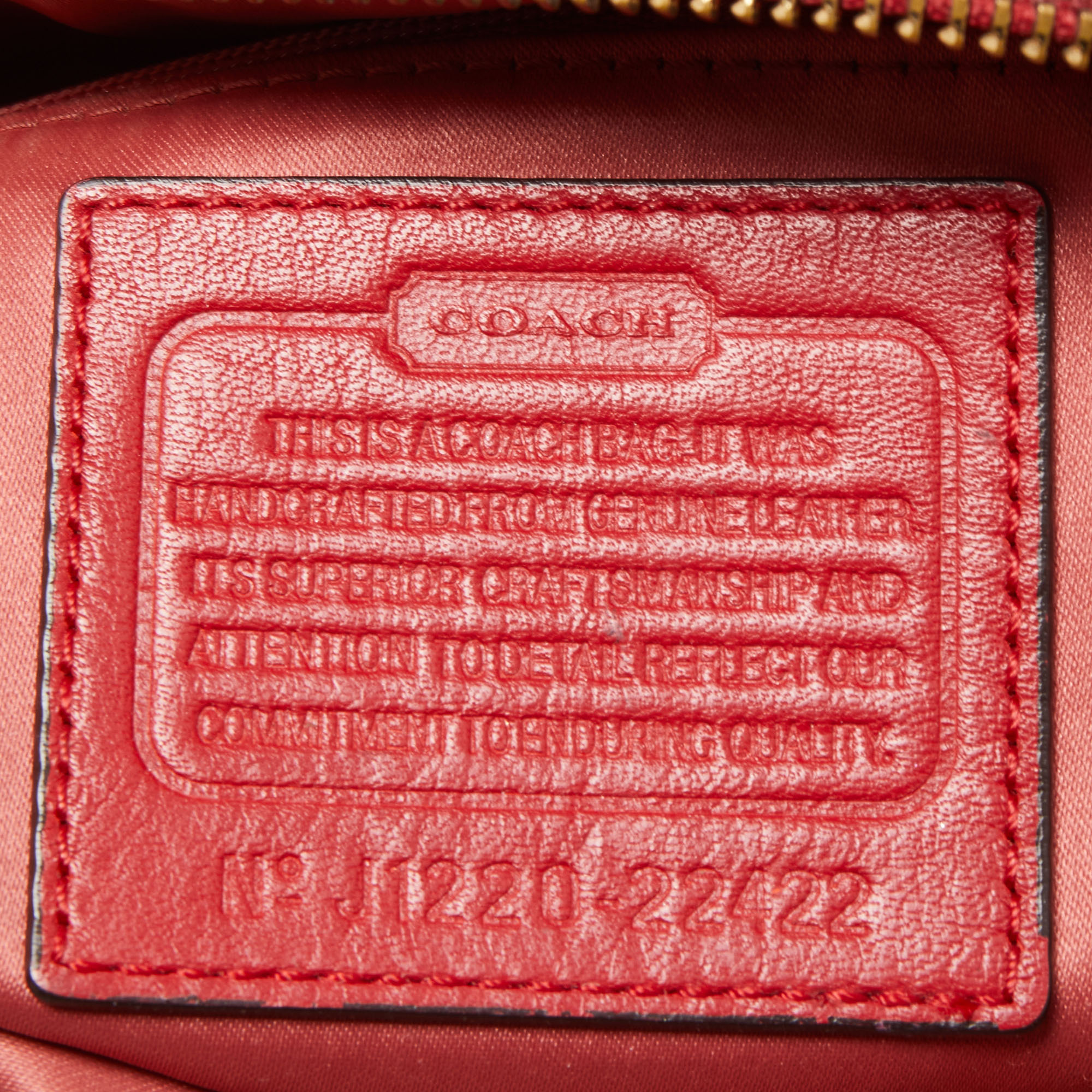 Coach Red Leather Front Zip Tote
