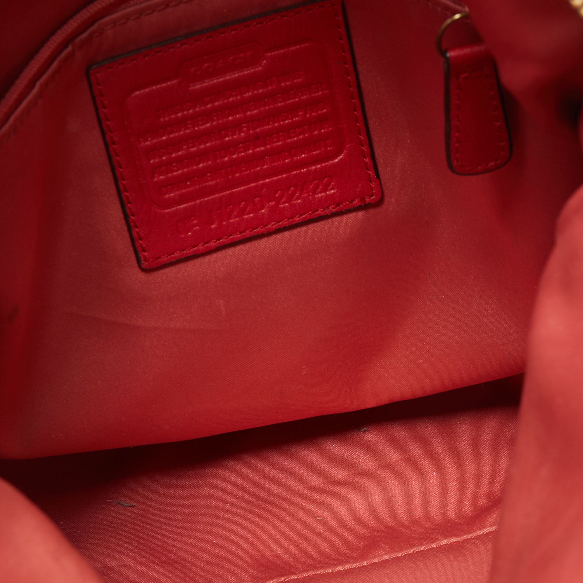 Coach Red Leather Front Zip Tote