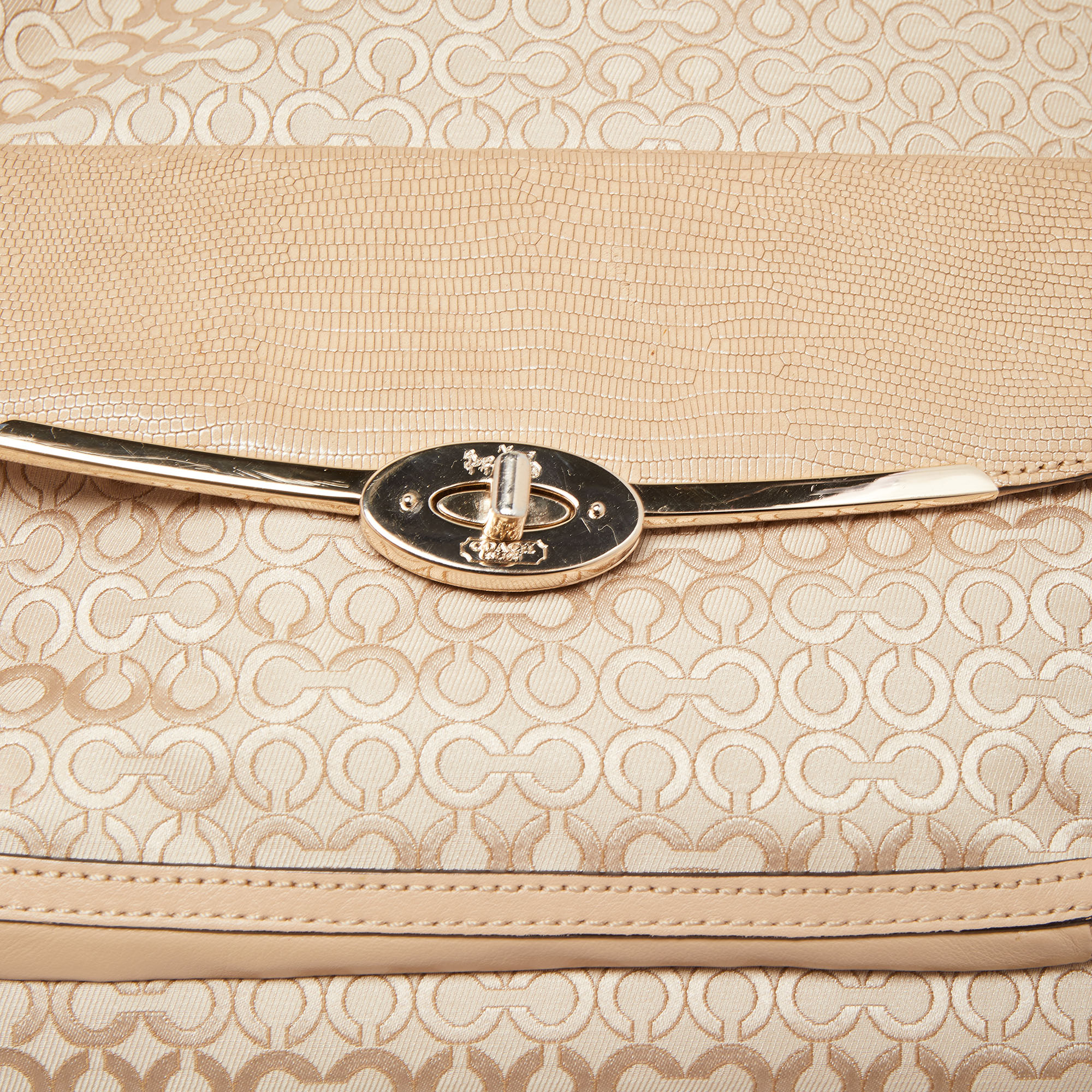 Coach Beige Op Art Fabric And Leather Madison Hobo