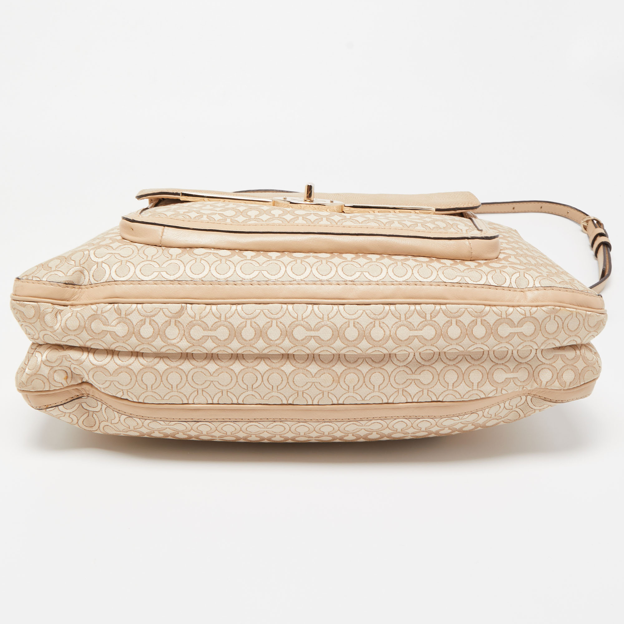 Coach Beige Op Art Fabric And Leather Madison Hobo