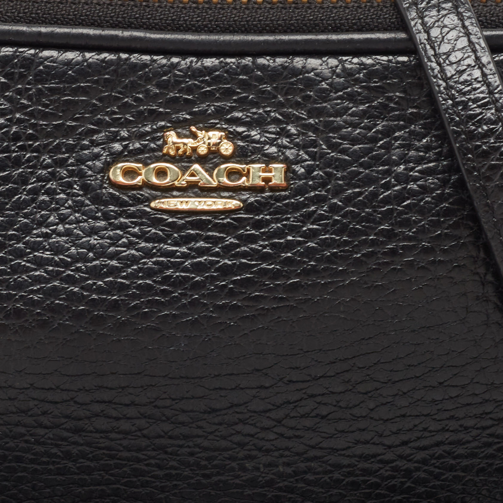 Coach Black Leather Isla Double Zip Camera Crossbody Bag