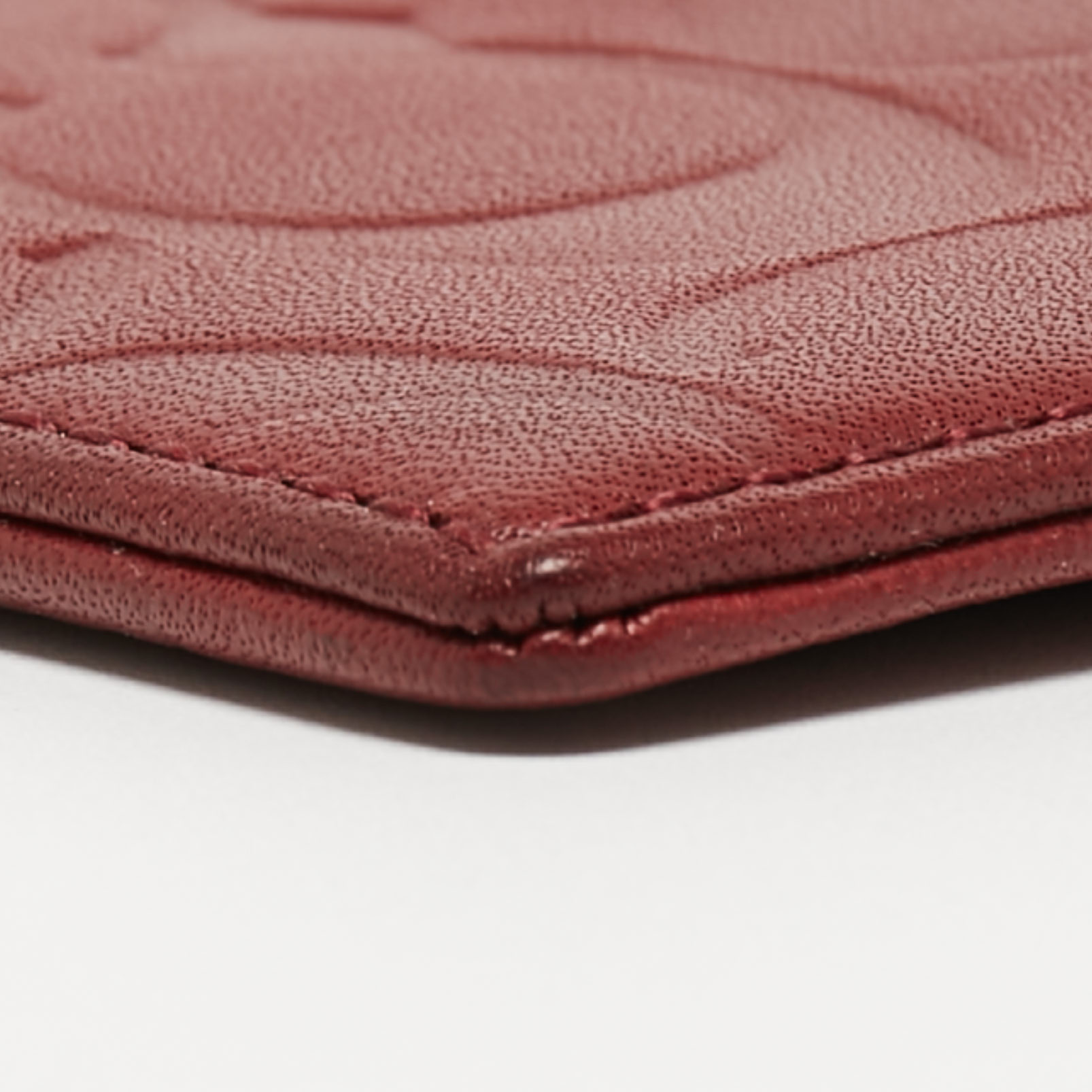 Coach Red Logo Embossed Leather Card Holder