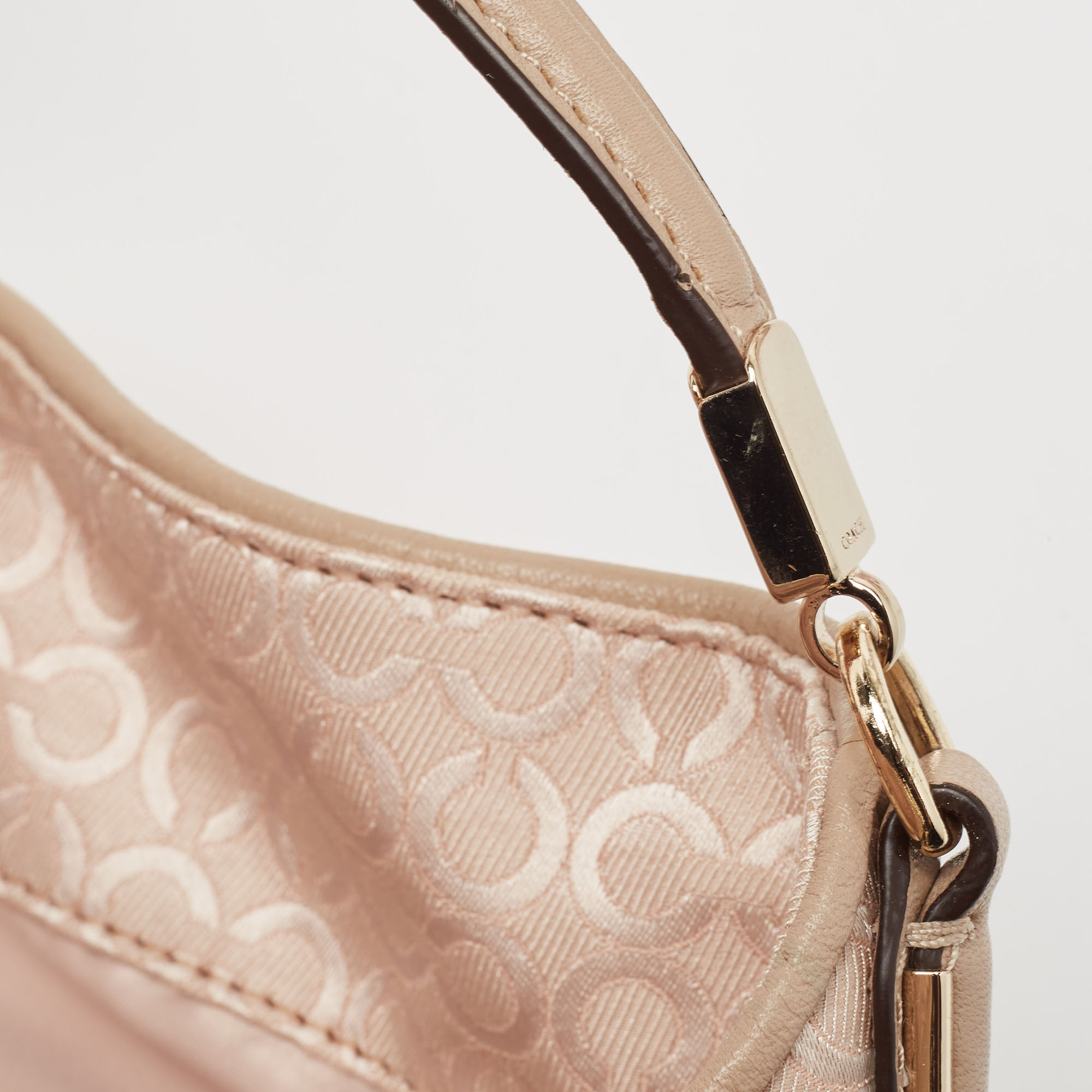 Coach Pink Canvas And Python Embossed Leather Edie Hobo