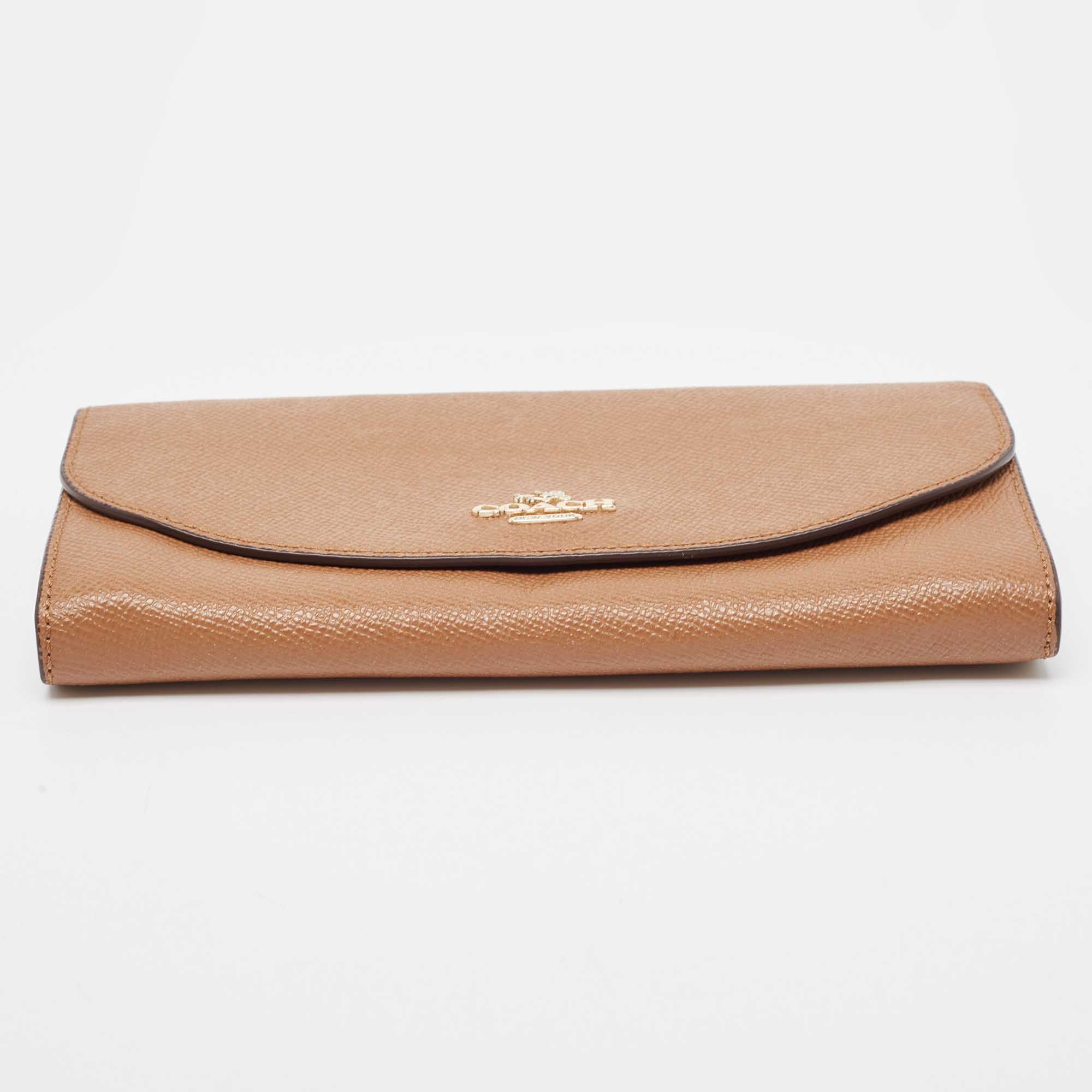 Coach Brown Leather Flap Continental Wallet