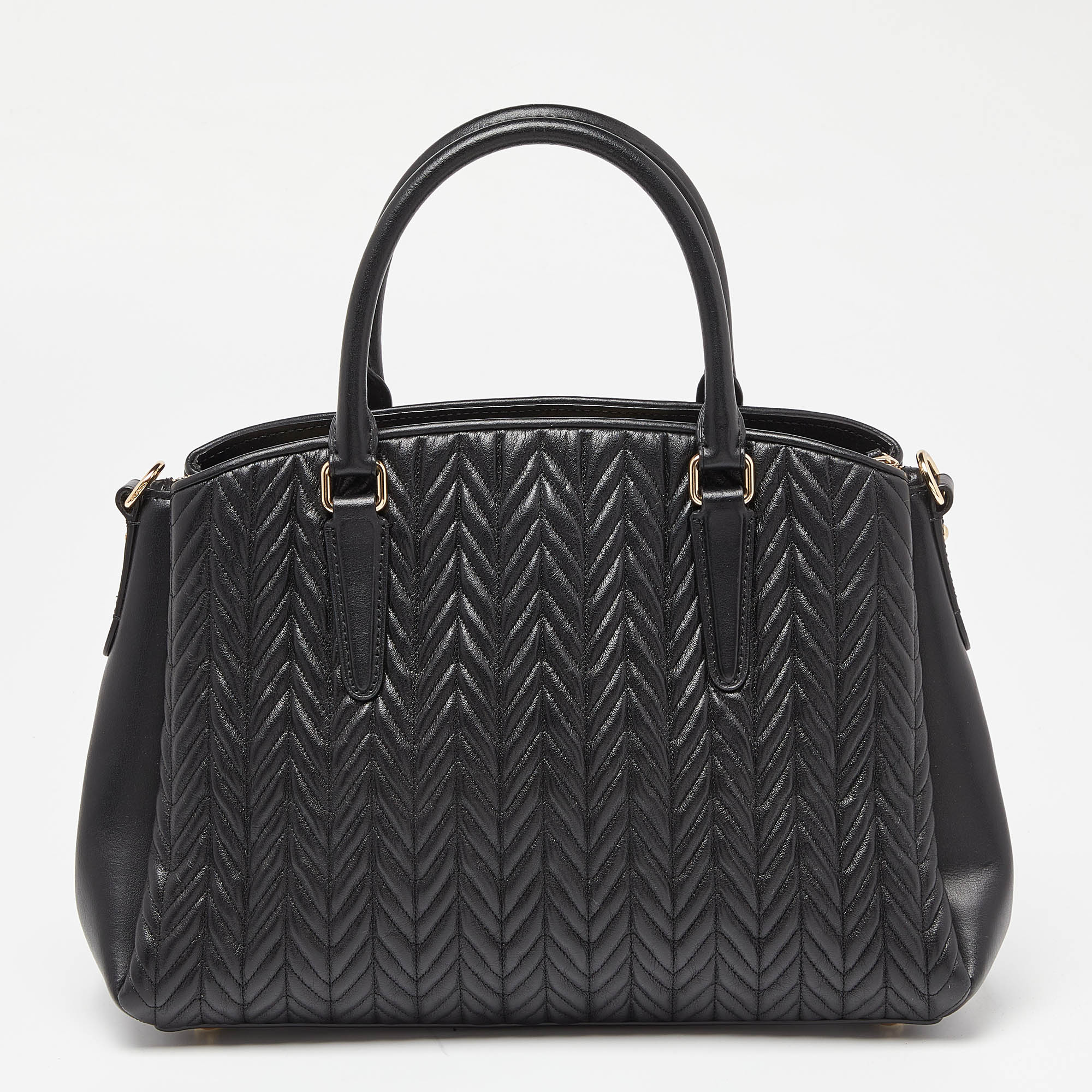Coach Black Quilted Leather Sage Carryall Satchel