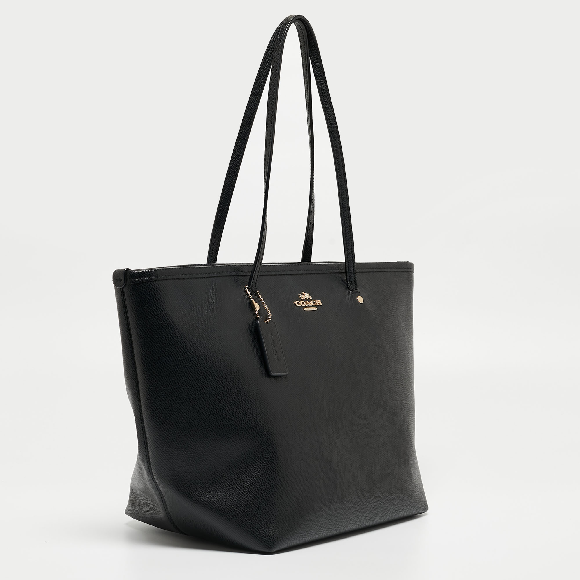 Coach Black Leather City Top Zip Tote