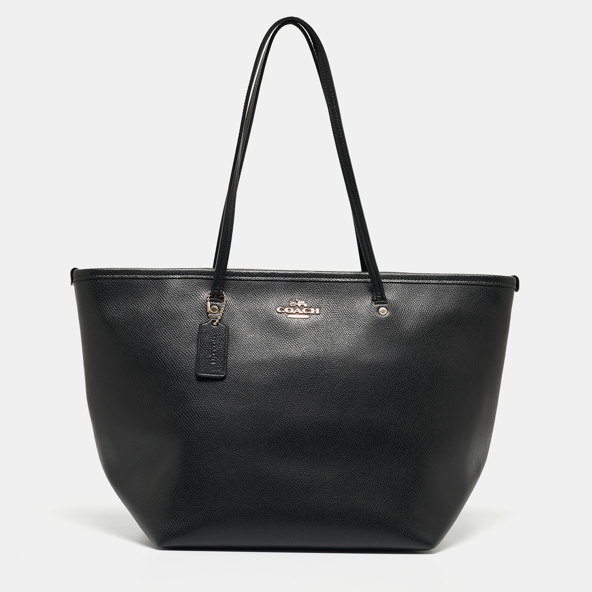 Coach Black Leather City Top Zip Tote
