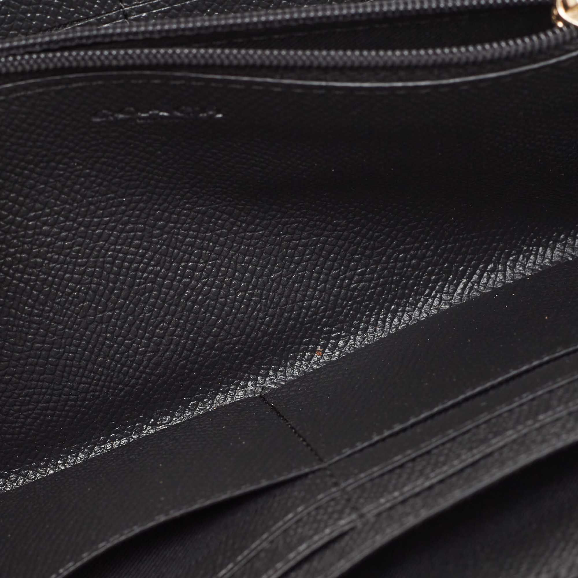 Coach Black Leather Accordion Zip Around Continental Wallet