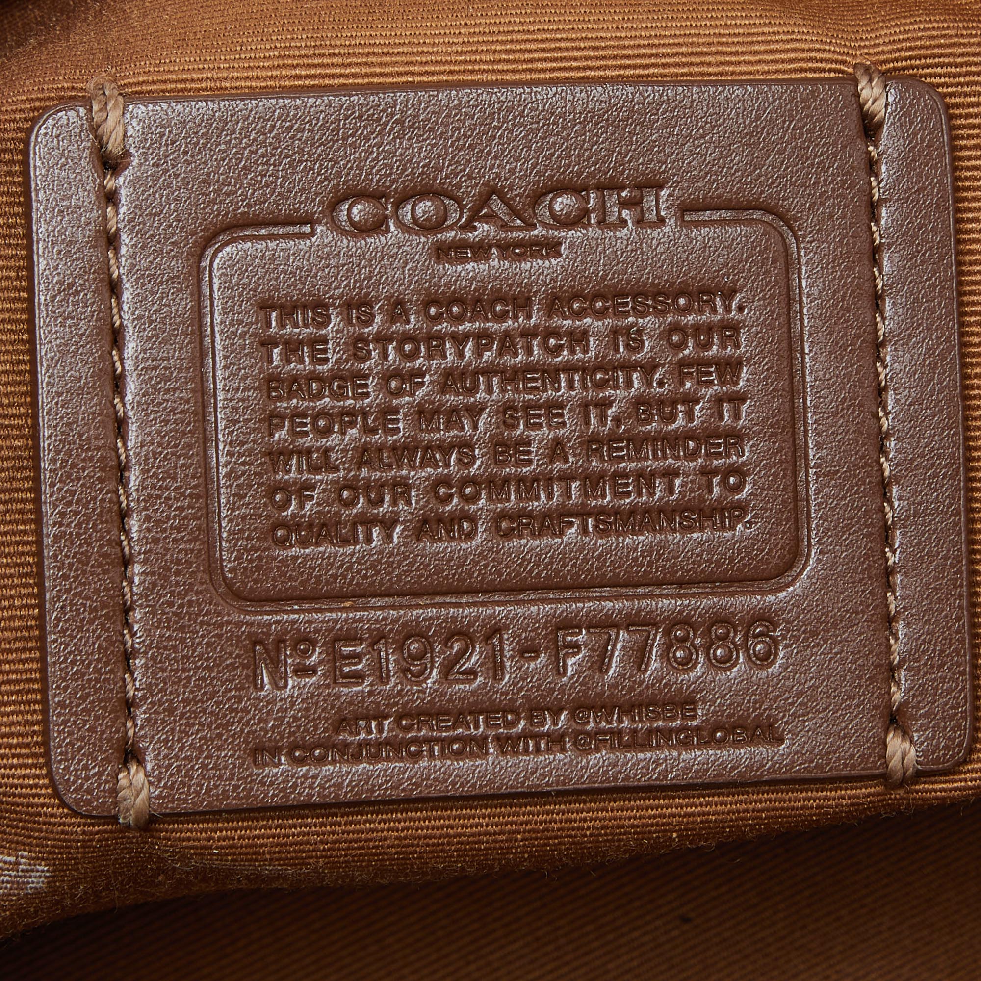 Coach Cream/Orange Signature Leather Gummy Bear Zip Pouch
