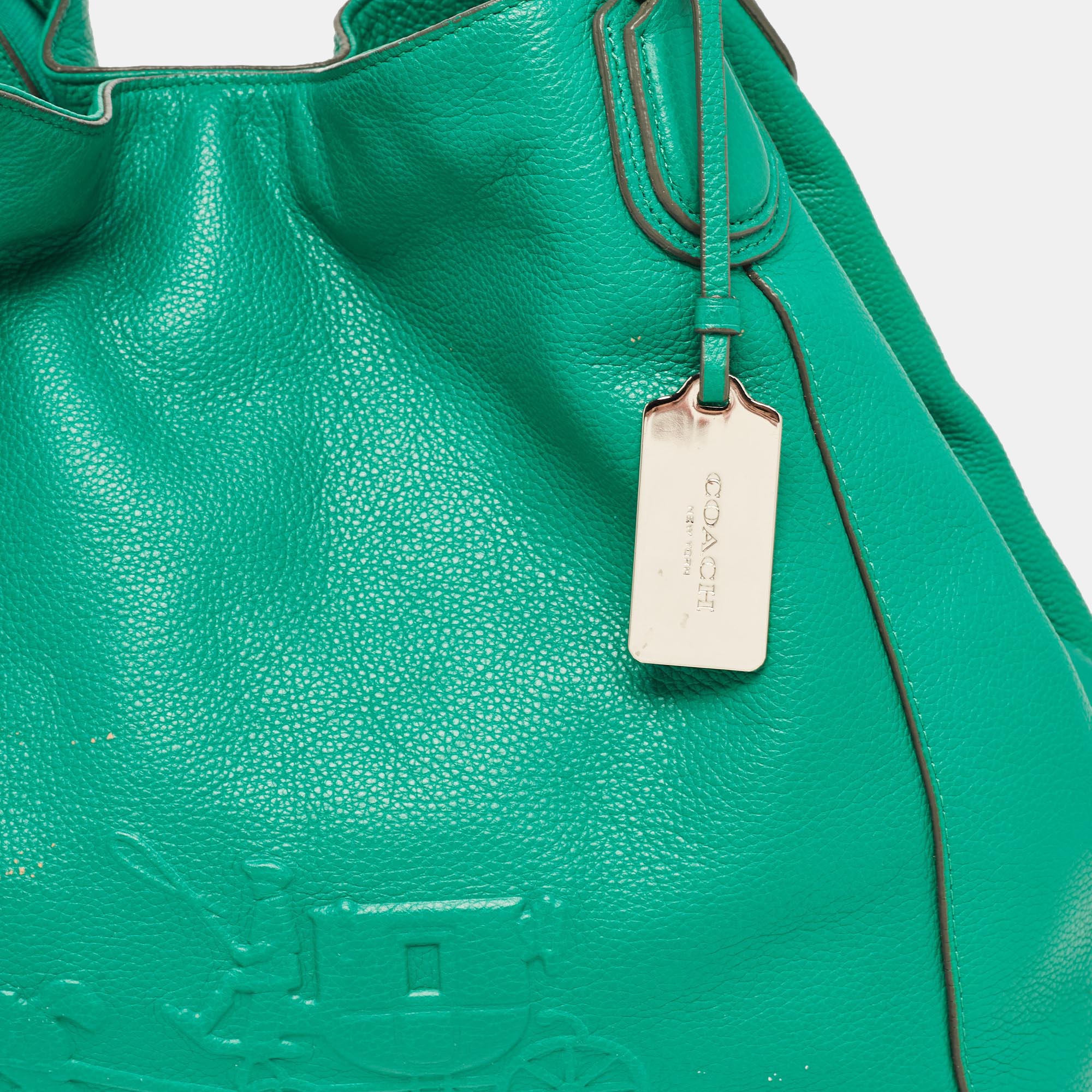 Coach Green Leather Embossed Carriage Edie Shoulder Bag