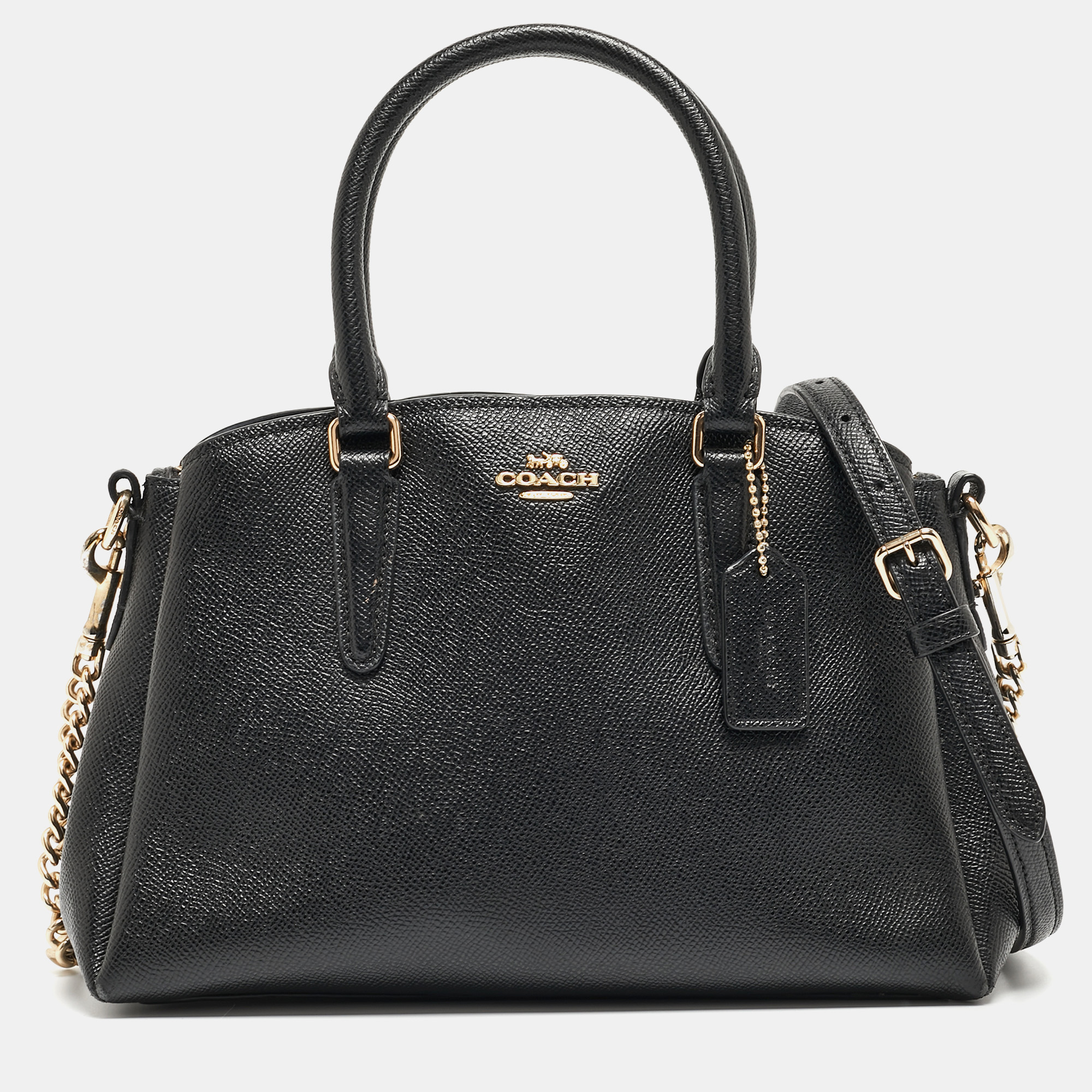 Coach black leather mini sage carryall satchel