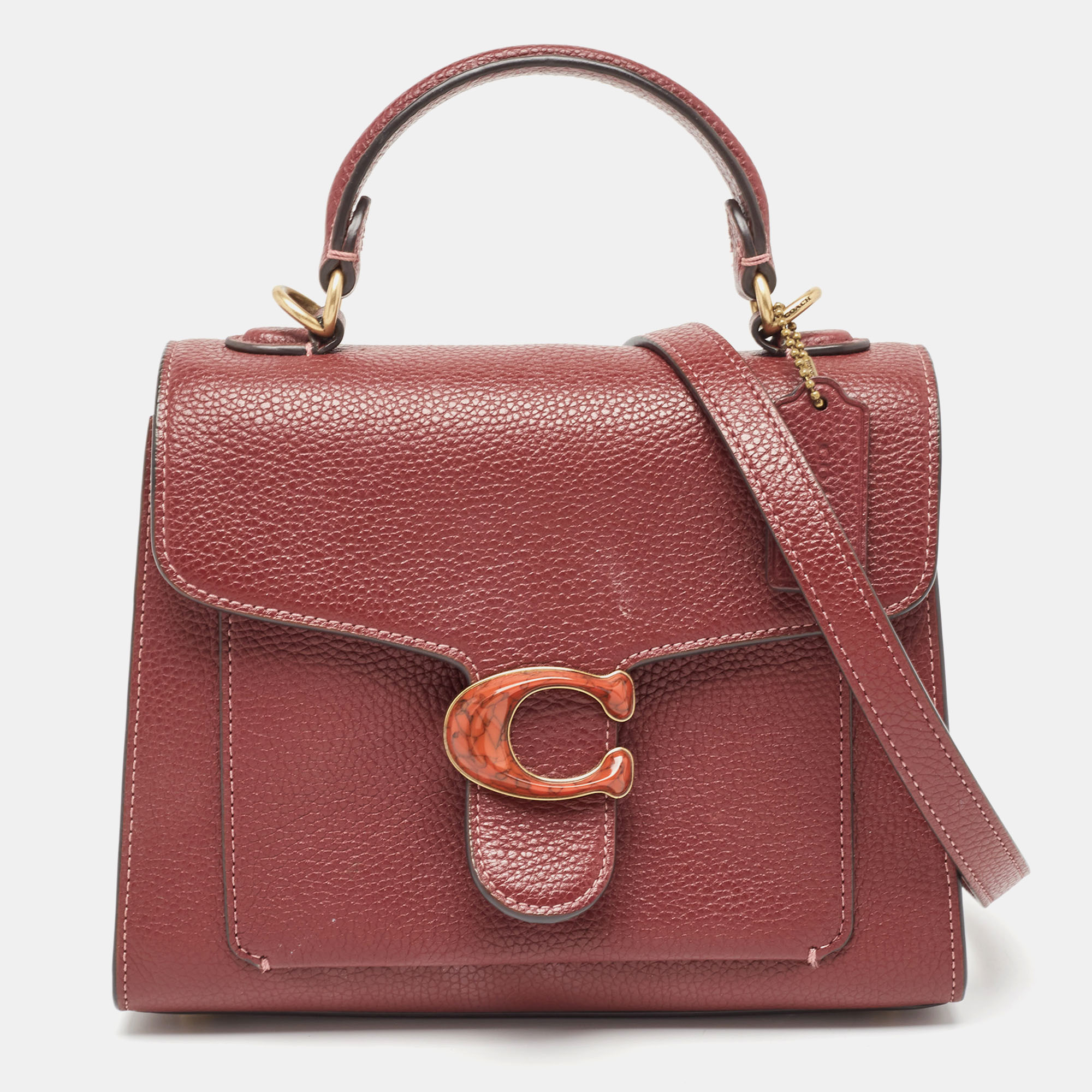 Coach burgundy leather tabby top handle bag