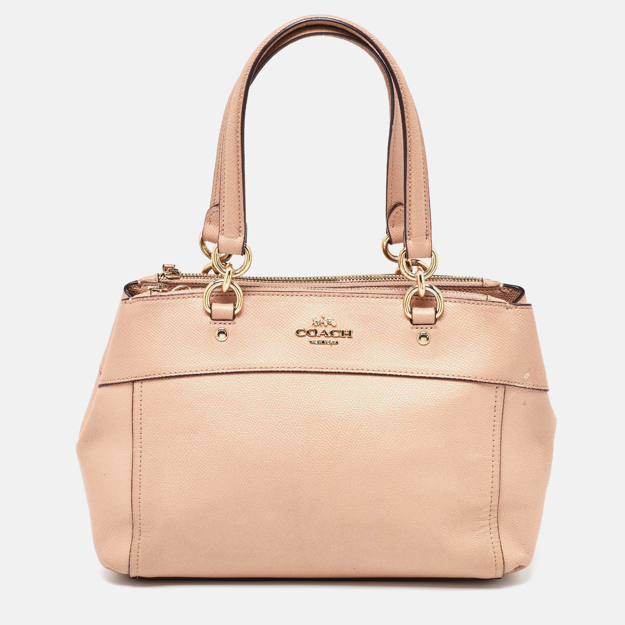 Coach peach leather mini brooke carryall satchel