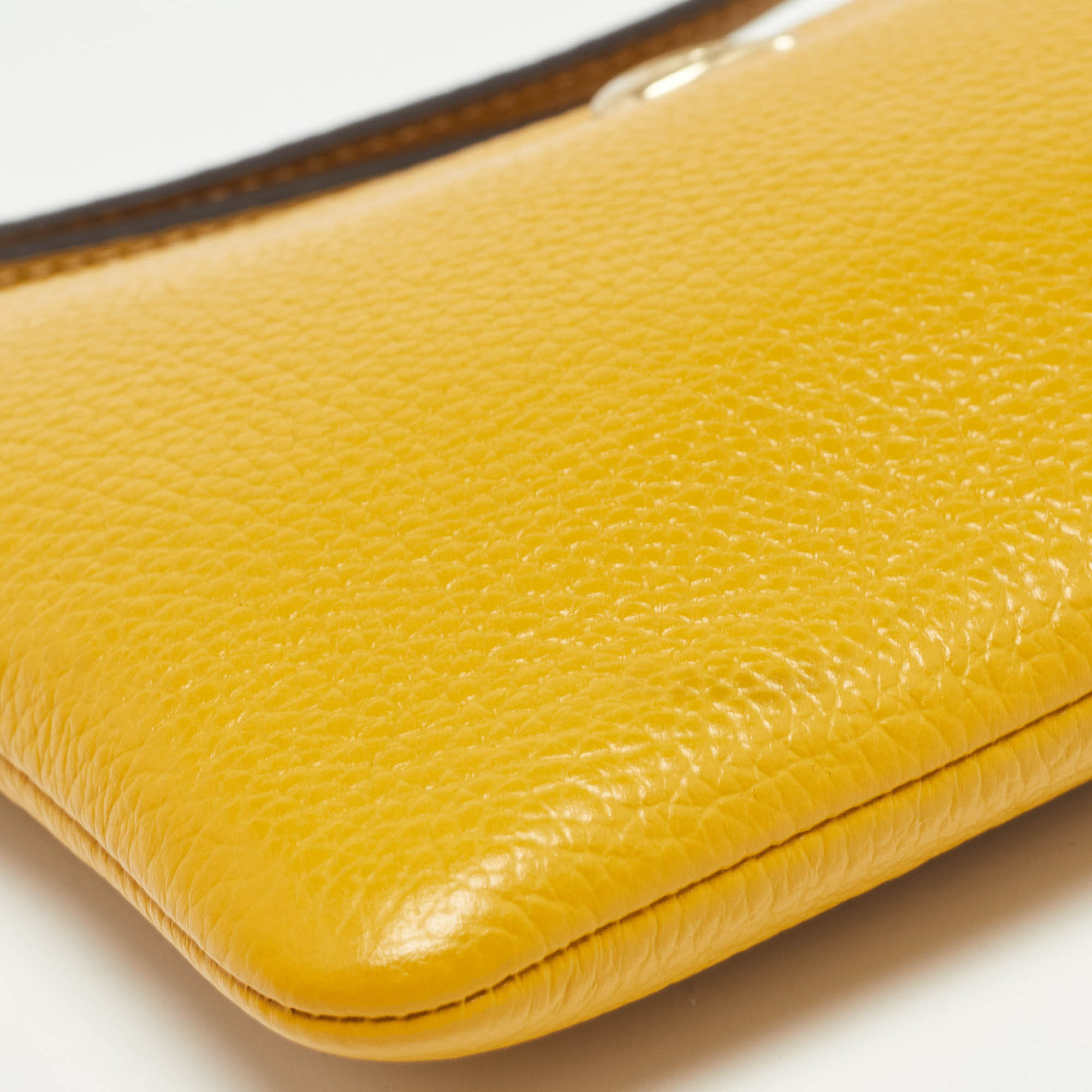 Coach Yellow Leather Wristlet Zip Pouch