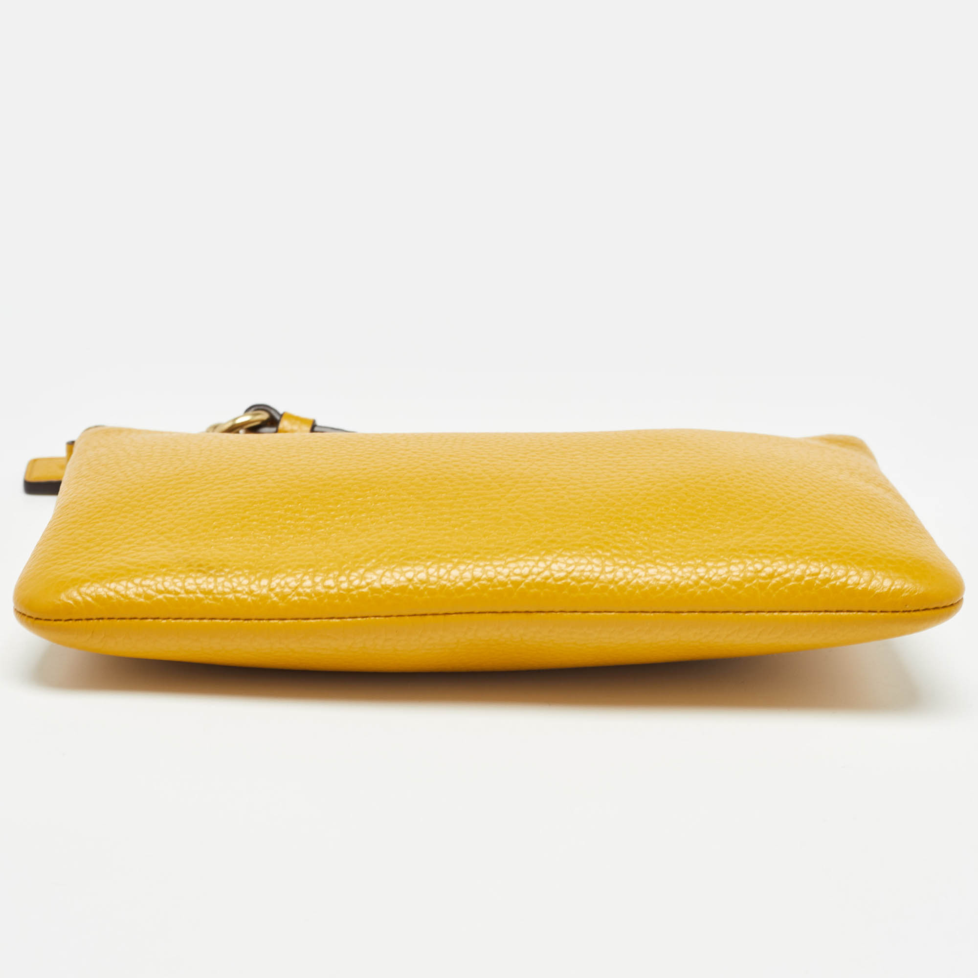 Coach Yellow Leather Wristlet Zip Pouch