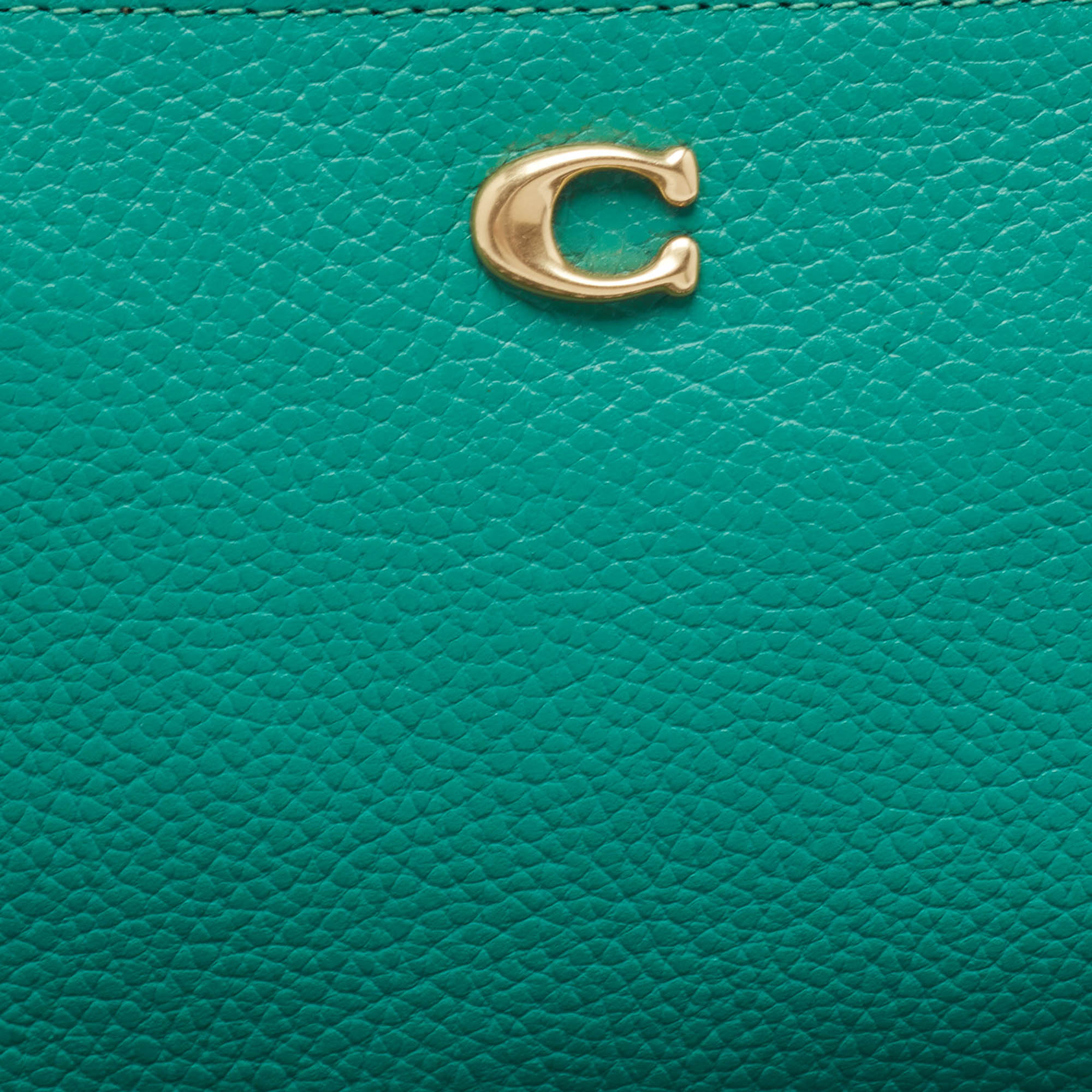 Coach Green Leather Wristlet Zip Pouch