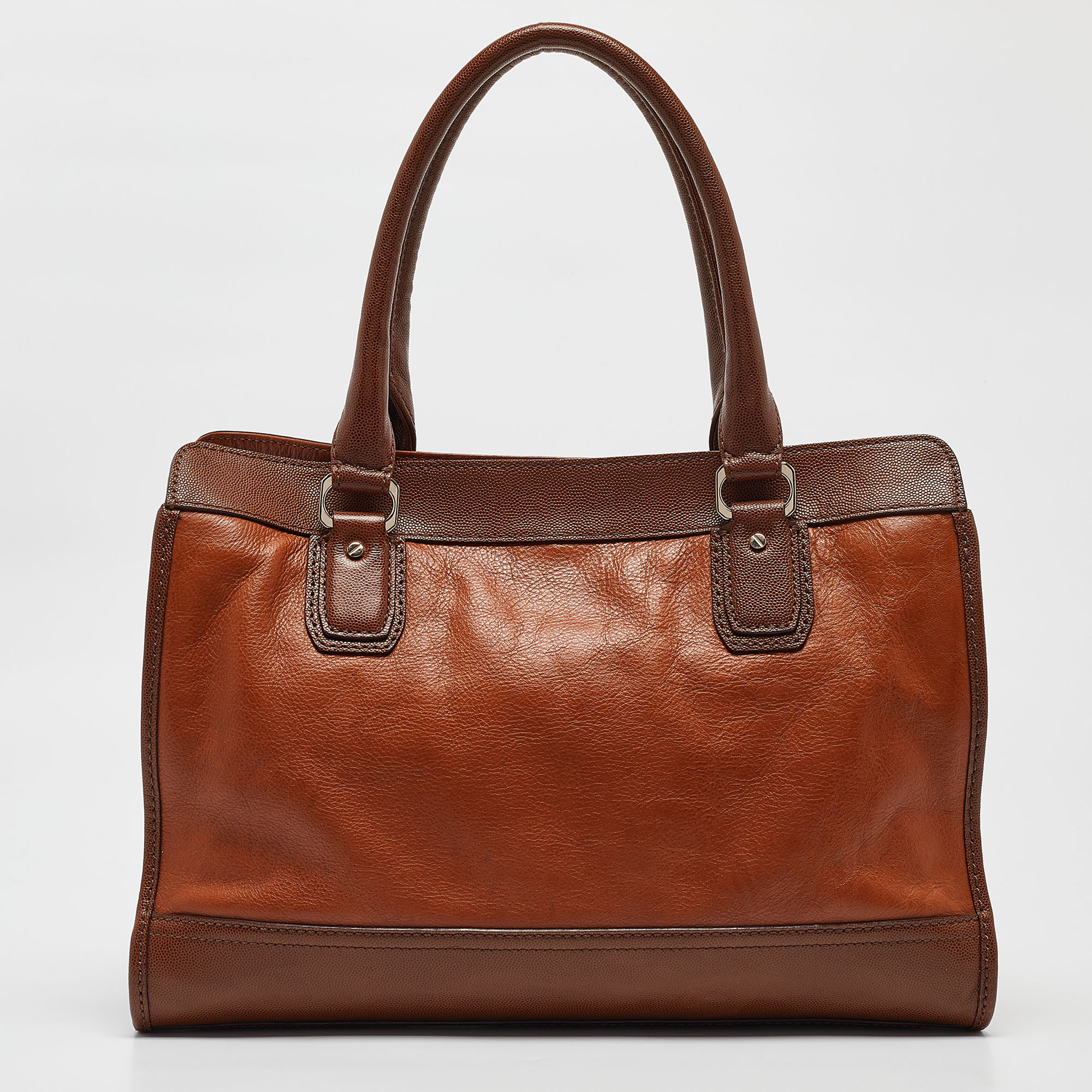 Cole Haan Brown Leather Vintage Valise Novelty Kendra Tote