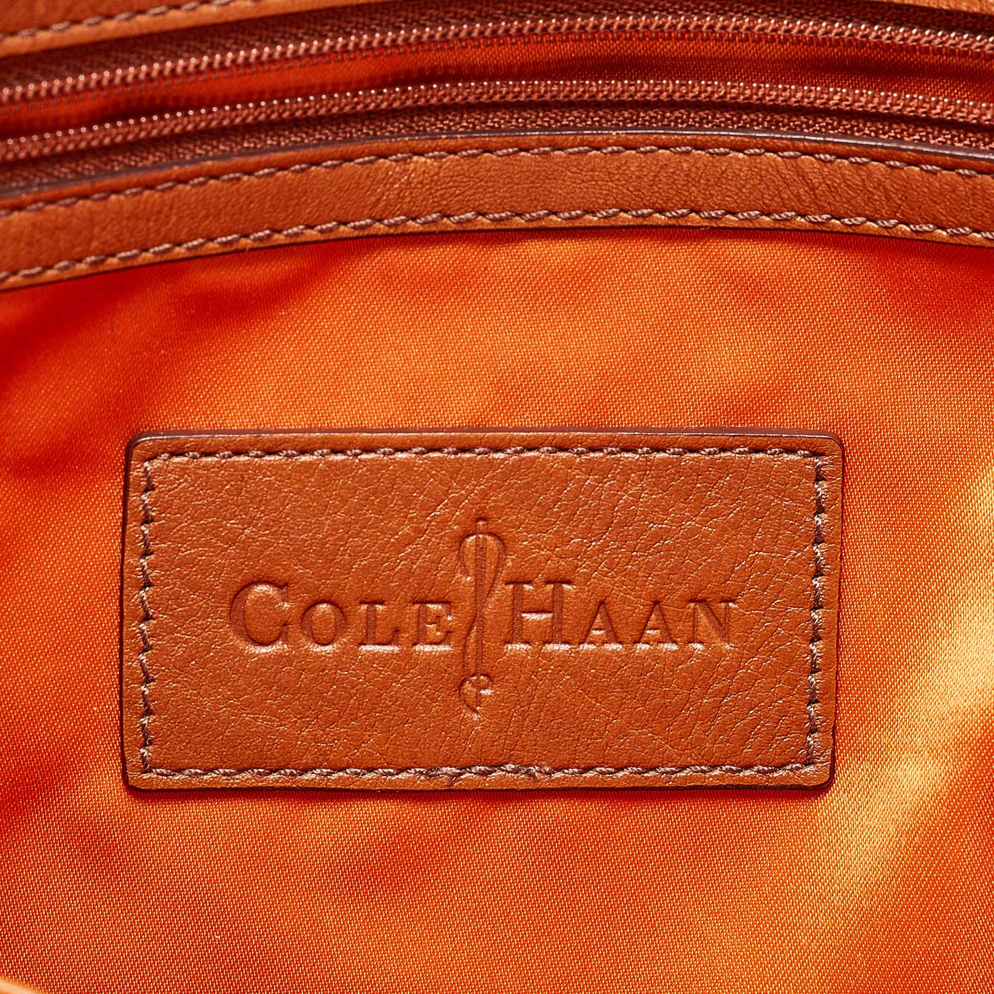 Cole Haan Brown Leather Vintage Valise Novelty Kendra Tote